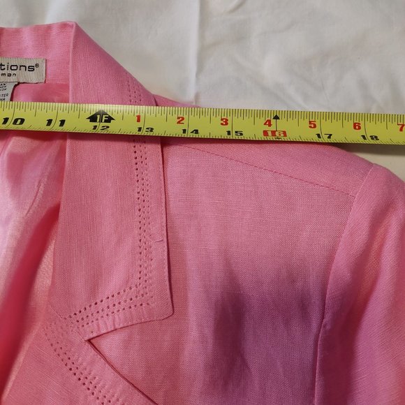 Notations PINK LINEN BLAZER WITH SINGLE BUTTON - 1X - Picture 5 of 8